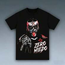 S-3XL Men's Wrestling Theme T-Shirt With Devil Dog Group Print, A194 Casual Summer T-Shirt, Crew Neck - 黑色 - 查看 9