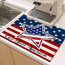 1pc Patriotic Pattern Printed Absorbent Dish Drying Mat, Espresso Machine Countertop Absorbent Mat, Sink Drain Mat, Soft Faucet Absorbent Mat, Sink Cup Mat, Kitchen & Bathroom Accessories - Multicolor - View 8
