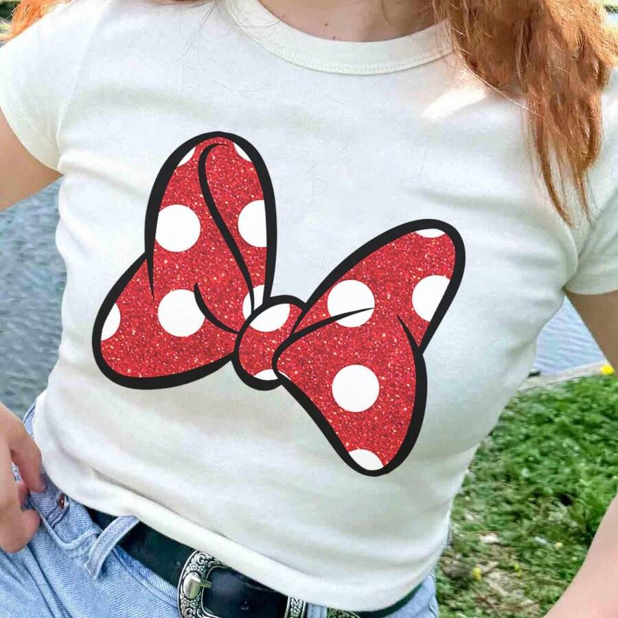 Camiseta Mouse Big Red Bow, camiseta familiar a juego, camiseta de Magic Kingdom, camiseta del parque temático WDW Epcot.JPG - Blanco - Ver 1