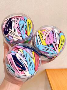 10/20/40/80pcs/Set Macaron Color Star Hollow Hair Clips Combo, Featuring Star, Hollow, Waterdrop And Other Shapes In Pink, Purple, Blue, Green, Yellow Macaron Colors, Cute And Versatile, Suitable For Daily, Vacation, School, Graduation, Date For Girls And Women, Random Color,Hair Claws - Multicolor - View 2