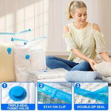 Grup Erik 8pcs Vacuum Storage Bags With Pump, Space-Saving Airtight Bags, Suitable For Clothes, Pillows, Bedding - Multicolor - View 4