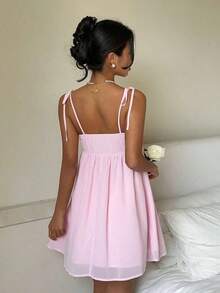 MEXCovetEZ Vestido corto de verano de mujer con tirantes finos de color rosa eleganteMEX I3SR - Rosa - Ver 2