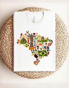 Women's Oversized Cultural Brazil T-Shirt, Tropical Brazil World Cup Shirt, Casual Streetwear T-Shirt, Fashion Rio Carnival, Football, Beach, Toucan, 100% Premium Cotton, Unisex - 白色 - 查看 9