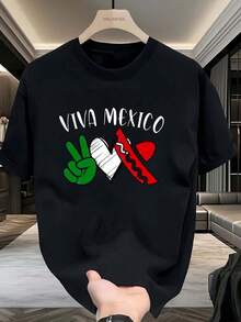 Men's T-Shirt, Made Of Pure Cotton, Lightweight And Breathable Fabric, Round Neck Design, Printed Design, Short Sleeve Cut, Suitable For Spring And Summer. - Black - View 2