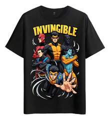 Camiseta Muscle Freaks Invincible Team Estilo Héroes de Cómics - Negro - Ver 1