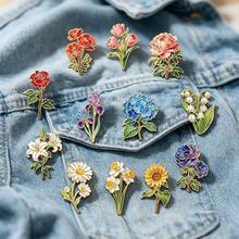 1PC Vintage Assorted Flower Enamel Pin- Featuring Rose, Poppy, Tulip, Peony, Lily, Daisy, Daffodil, Lily Of The Valley, Iris, Hydrangea, Sunflower & Anemone, Durable Metal Base & Gold Outline, Unisex Metal Lapel Brooches For Plant Lovers & Cottagecore Fans, Daily Wear Or Gifting, Elegant Botanical‑Themed Fashion Accessory - Multicolor - View 8