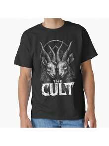 Camiseta de los años 80 The Cult Tee, camisetas de la banda de rock británica, moda para hombres y mujeres, camiseta de manga corta, tops para las cuatro estaciones, regalos de cumpleaños, 7.76 oz. - Negro - Ver 1