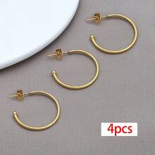 4pcs Stainless Steel Huggie Half Hoop Earrings Cartilage Helix Open Hugging Earrings For Women Lightweight Hypoallergenic Dainty Hoop Earrings For DIY Craft Accessories - Multicolor - View 8