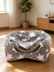 Star Decor Cozy Semi-Enclosed All-Season Plush Pet Pad | Machine Washable Durable Polyester | Suitable For Comfortable Sleep In Autumn/Winter | Star Pattern Design, Pet Sleeping Mat - Multicolor - View 4