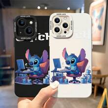 Disney Lilo & Stitch Phone Case - Funny Office‑Worker Stitch Protective Case, White Background With Computer‑Using Stitch Surrounded By Coffee Mugs, Subtle "Disney Stitch" Lettering, Compatible With IPhone 17, 16, 15, 14, 13, 12, 11 Pro Series And Galaxy S22, S23, S24, S25 Models, Ideal For Birthdays, Holidays, Anniversaries, Graduation Gifts, Or Any Special Occasion To Surprise Family, Friends, Classmates, And Loved Ones. - trắng - Xem 4