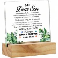 1pc New Square Acrylic Desktop Decor Figurine With Base, Gift For Relatives, Friends, Sisters - 1PC - View 1