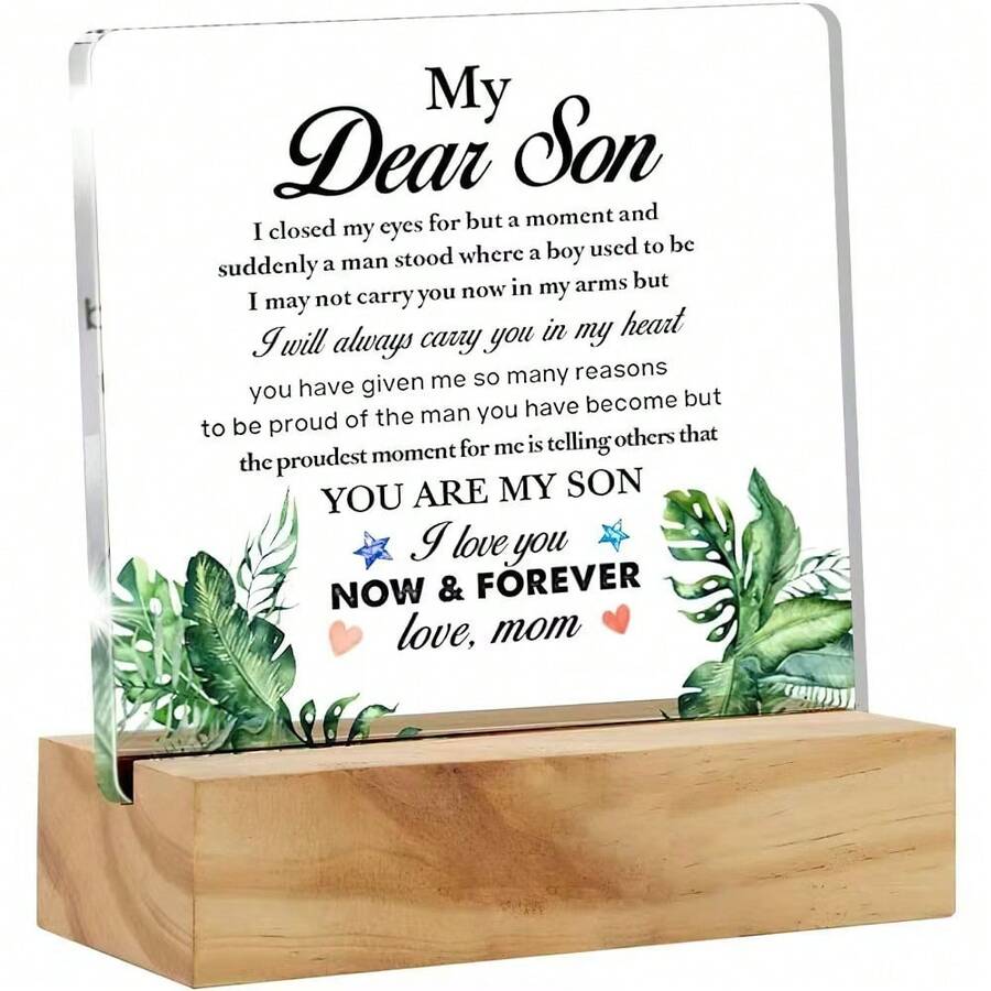 1pc New Square Acrylic Desktop Decor Figurine With Base, Gift For Relatives, Friends, Sisters - 1PC - View 1