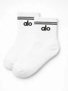 Alo Yoga Half-Crew Throwback Sock 1 Pair (Unisex) - trắng - Xem 5