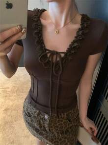 Women Tops - Brown - View 8