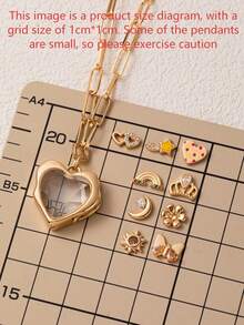 1pc Fashionable DIY Delicate Transparent Heart-Shaped Necklace, Includes Small Pendant Accessories, Can Be Freely Matched With Necklace, 14K Gold Plated, Copper Jewelry, Showcasing Unique Feminine Charm, Suitable For Women's Daily Casual, Social Events, Music Festivals, Also Can Be Worn As An Amulet - Multicolor - View 2