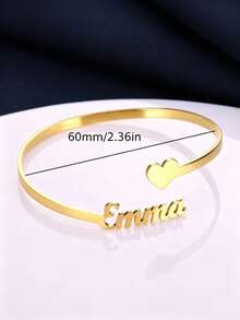 1 pieza Pulsera personalizada con nombre de apertura de amor, pulsera de acero inoxidable, pulsera de mujer personalizada, joyería de mujer, regalos personalizados, regalos de moda personalizados simples DIY para celebraciones privadas, regalos de cumpleaños, regalos del Día de la Madre, adecuado para uso diario, regalos del Día de la Madre, regalos de temporada festiva (con caja de regalo pequeña, talla grande adecuado para regalar) - Multicolor 2 - Ver 4