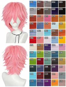 Wig Unisex Medium-Short 12 Inci, Terbuat dari Serat Sintetis Tahan Panas, Cocok untuk Cosplay, Pemakaian Sehari-hari, Foto Pesta, Tersedia dalam Berbagai Warna - MultiWarna - View 4