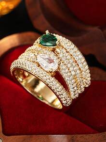 1pc Exquisite Cubic Zirconia Ring, Suitable For Women, Can Be Worn For Weddings, Engagements, Valentine's Day, Parties, An Ideal Gift Choice - 3# - View 7