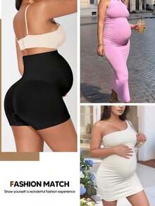 Pantalones Cortos de Maternidad Suprenx de Cintura Alta con Soporte Elástico para el Vientre, con Panel Abdominal Expandible, Ropa Deportiva para Yoga, Edición Navidad - Negro - Ver 6