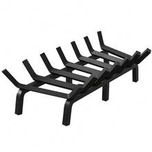 Soporte robusto para leña de chimenea - Rejilla de acero macizo 3/4'' con 6 patas y 7 barras, recubrimiento resistente a la intemperie, para interiores y exteriores - 76 cm - Negro - Ver 1