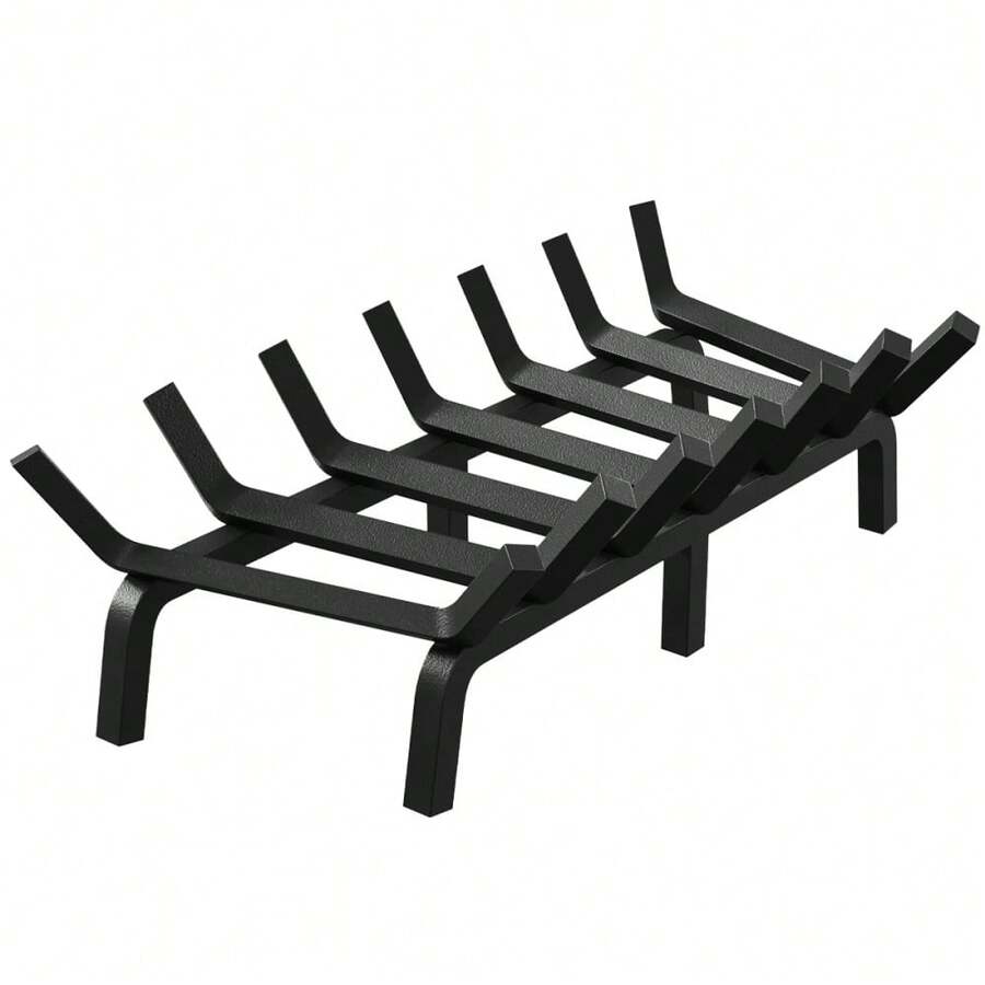 Soporte robusto para leña de chimenea - Rejilla de acero macizo 3/4'' con 6 patas y 7 barras, recubrimiento resistente a la intemperie, para interiores y exteriores - 76 cm - Negro - Ver 1