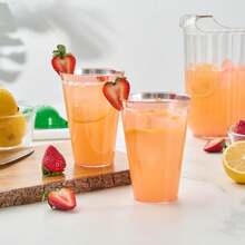 20 buah Gelas Plastik Bening dengan Pinggiran Emas Mawar, Gelas Plastik Aman untuk Makanan Dingin, Cocok untuk Pesta Ulang Tahun, Pesta Kolam Renang - Rose Gold - View 6