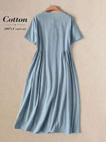 Vestido con estampado floral amarillo, vestido de verano elegante y casual para mujer - Celeste - Ver 2