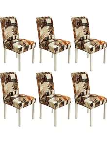 1/4/6 pièces Housses de chaise en soie de lait à imprimé géométrique et floral, housses de chaise de salle à manger stretch à imprimé numérique minimaliste moderne, convient pour le salon, la maison, la salle à manger, les fêtes, la décoration de vacances - Multicolore - Voir 11