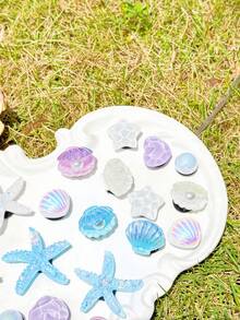20件米色鞋飾（海星、花朵、貝殼、蝴蝶結）適用於穿孔拖鞋DIY裝飾配件，完美搭配單品，生日、節日、派對送禮首選 - 多種色 - 查看 3