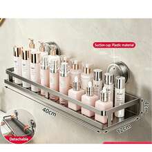 1pc No Drill Suction Cup Bathroom & Toilet Storage Rack, Suitable For Vanity And Toilet Storage - Multicolor - View 6