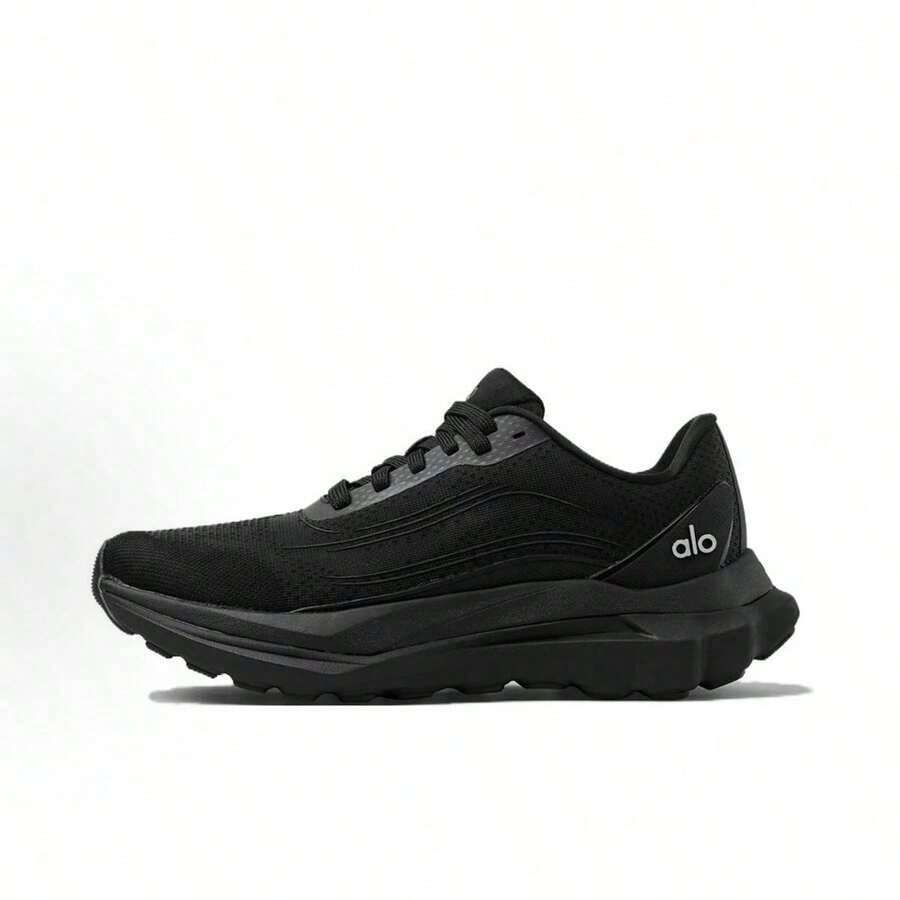 ALO Yoga Runner Round Toe Lace-Up Low-Top Running Shoes, Unisex - Black - View 1