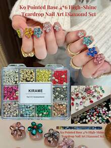 KIRAME 240pcs 4x6mm Strass en forme de larme pointu K9 super brillant de couleurs mélangées, comprend 1 pièce outil de pointillage, convient pour l'art des ongles DIY, salon de manucure, fournitures pour ongles, Noël, Nouvel An, Saint-Valentin, cadeaux de vacances - Multicolore - Voir 7