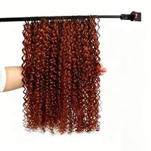 GABRIELLE Burmese Curly Feather Hair Extensions Human Hair Reddish Brown Pre-Separated Invisible Miracle Knots Feather Crochet Human Hair Extensions 33# Colored 50 Strands Invisible Miracle Knots Crochet Hair Extensions For Women - Reddish Brown - View 3