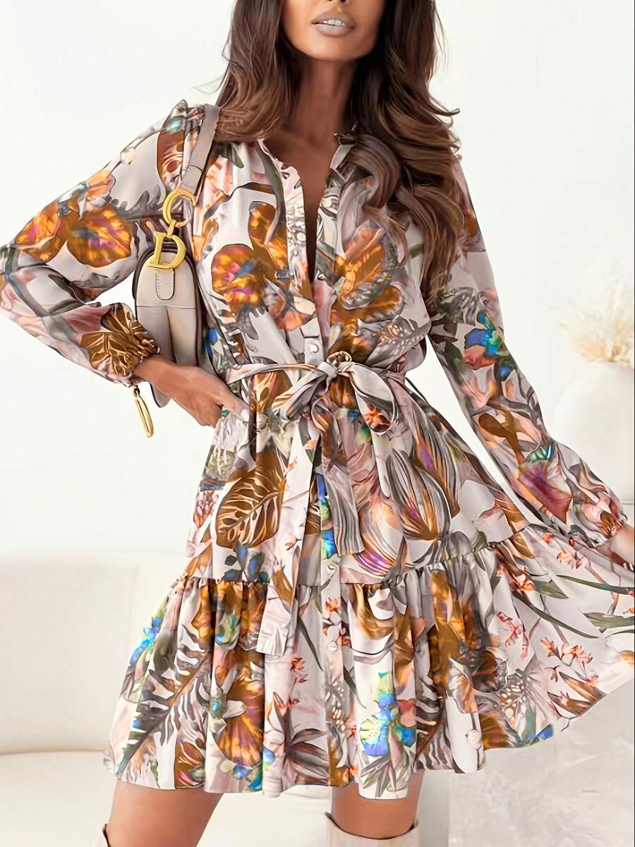 Fashionable Women's Dress, Style - 橘色 - 查看 1