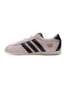 Adidas 三葉草女鞋撞色翻蓋德訓鞋絨面復古板鞋 - 粉紅色/黑色 - 查看 1