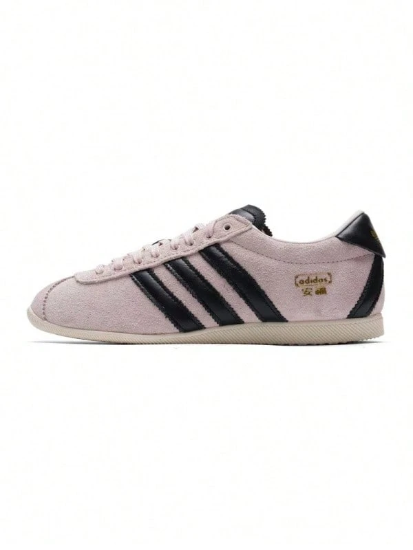 Adidas 三葉草女鞋撞色翻蓋德訓鞋絨面復古板鞋 - 粉紅色/黑色 - 查看 1