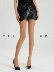 MOIRÉALLURE Medias panty de nylon 40D finas con diseño de piel cruzada, seda, para mujer, de verano, transpirables, cómodas, elásticas, básicas, casuales, versátiles para uso diario - Albaricoque - Ver 3