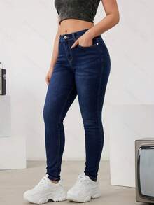 Basic Skinny Jeans Made Of Basic, Stretchy Denim With A Butt-Lifting Effect - Deep Blue - View 3
