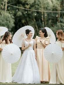 Tersedia dalam Berbagai Ukuran, Diameter 40cm/60cm Setelah Dibuka, Payung Pengantin Tradisional Buatan Tangan, Properti Fotografi Elegan dan Perlengkapan Pesta - MultiWarna - View 4
