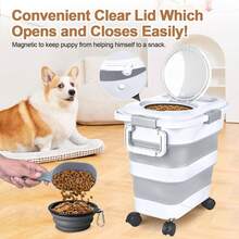 Portable, Collapsible Pet Food Storage Box – With Wheels & Handle | Space-Saving, Airtight Food Container For Dogs & Cats – Ideal For Travel, Camping & Home - 45L - 查看 3