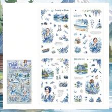 4 fogli di adesivi in PET per scrapbook, adesivi per junk journal, adesivi decorativi per junk journal, diario, album, collage, forniture scolastiche - 4 fogli - Visualizzare 8