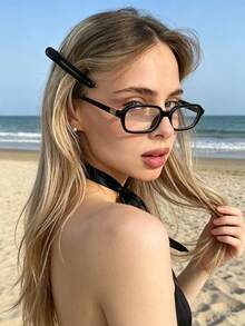 2 Pairs Vintage Small Square Frame Light Glasses, Black & Gold Decorative Temples With Tortoise Shell Pattern Frames, Non-Prescription Plano Glasses, Computer Screen Office Daily Street Wear Eye Protection - Multicolor - View 3