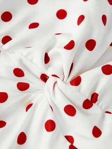 Women Dot Print Halter Dresses Slim Twist Front Sleeveless Backless A-line Long Dress for Daily Party Club - Blanco - Ver 8