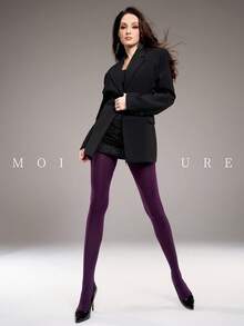 MOIRÉALLURE 1Pair Solid Color Suitable For Daily Life Basic Tights - Purple - View 4