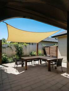 Polyester Solid Color Sunshade Canvas, Bohemian Style Sunshade Fabric, Suitable For Summer Sun Protection And Outdoor Camping, Ideal For Patios, Gardens, Pools, And Balconies (Support Poles Not Included) - Yellow - View 1