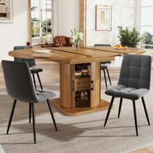 Extendable Dining Table, Kitchen Table, Round Table That Converts To Oval, 118-158 Cm, Seats Up To 6, With Drawers, Dark Brown - Black and Brown - View 3