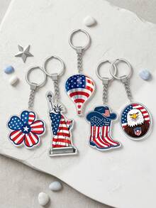 1 pieza Llavero de acrílico con impresión de alta definición del Día de la Independencia de EE. UU., Accesorio unisex personalizado para bolso, adorno para espejo retrovisor de automóvil, adecuado para decoración del hogar, recuerdo de aniversario, artículo patriótico esencial - Multicolor - Ver 1