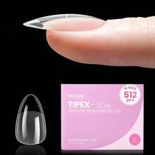 Beetles 512Pcs 16 Sizes Tipex Lite Instant Apex Nail Tips, Short Almond, Pre-Building Pre-Etched Acrylic Tips For Flat And Natural Nail Beds - Tipex Lite-Almond Short 512pcs - 查看 8