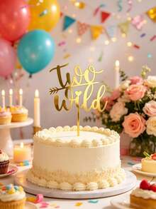 3件套金色亚克力生日派对“Two Wild”气球造型英文字母蛋糕装饰，生日/婚礼派对蛋糕小吃配件，烘焙装饰用品，派对礼物，万圣节，圣诞节活动和派对装饰 - styleB - 查看 4