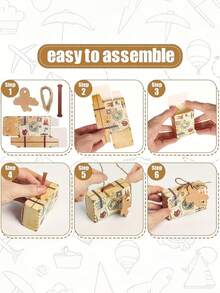 50pcs Creative Suitcase Gift Boxes, Vintage Paper Airplane Candy Boxes, Postmark Stamps, Party Decor Packaging Gift Boxes, Birthday Baking Gift Boxes, Simple Home Gift Boxes - Apricot - View 8